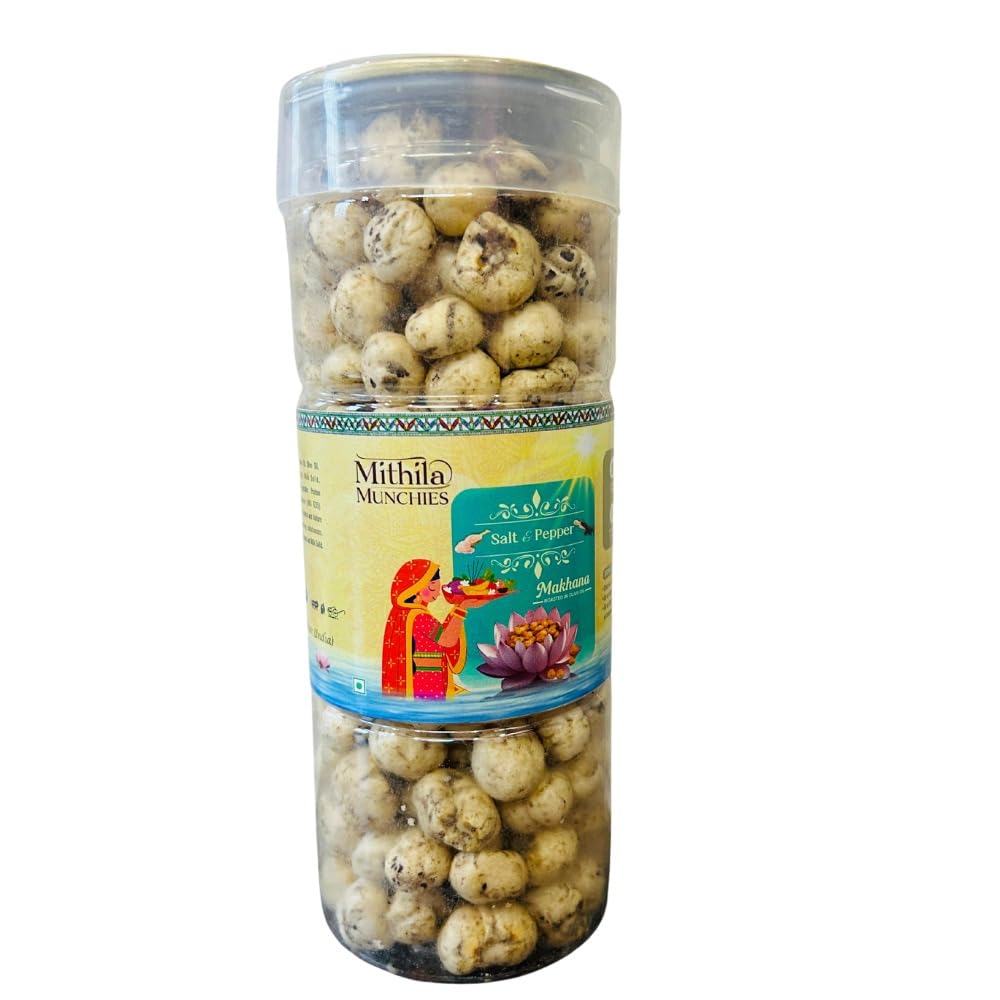 Mithila Munchies Indian Masala Roasted Makhana In Olive Oil | Foxnuts | Healthy Snacks | Gluten Free | MSG Free | Antioxidant | Rich Calcium | Zero Trans Fat | Zero cholesterol 90g