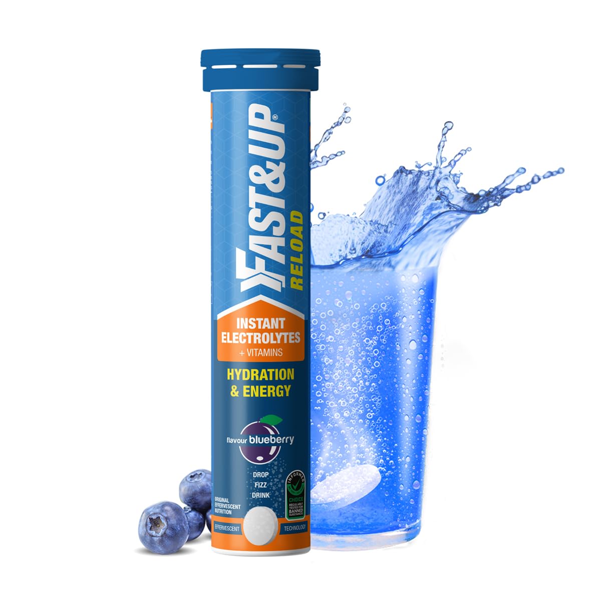Fast&Up Reload (5 Litres) Low Sugar energy drink for Instant Hydration- 20 Effervescent Tablets with all 5 Essential Electrolytes + Added Vitamins -Certified Electrolytes Drink- Lime and Lemon flavour