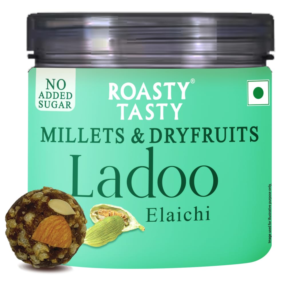 Roasty Tasty Cocoa - Millets & Dryfruits Ladoo | No Added Sugar | Energy Bar Replacement | No Artificial Flavor | Healthy Snacks | Rich in Proteins | Dry Fruits, Seeds & Nuts Mithai | Pack of 1-100g