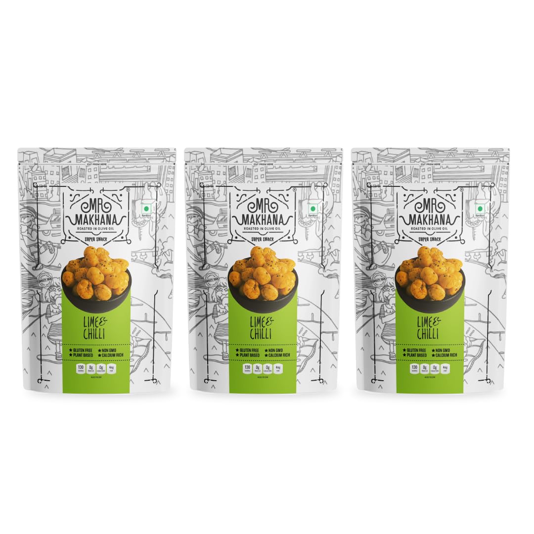 Mr. Makhana Roasted Makhana and Foxnuts | Healthy Snacks | Gluten Free | MSG Free | Antioxidant | Rich Calcium | Zero Trans Fat | Zero cholesterol (Butter Tomato 55gx3)