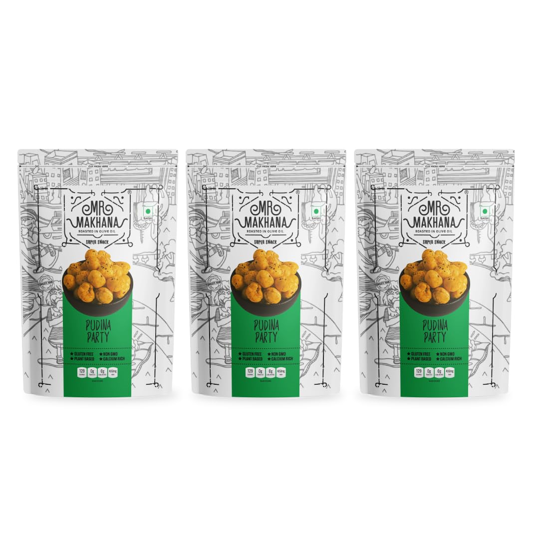 Mr. Makhana Roasted Makhana and Foxnuts | Healthy Snacks | Gluten Free | MSG Free | Antioxidant | Rich Calcium | Zero Trans Fat | Zero cholesterol (Butter Tomato 55gx3)