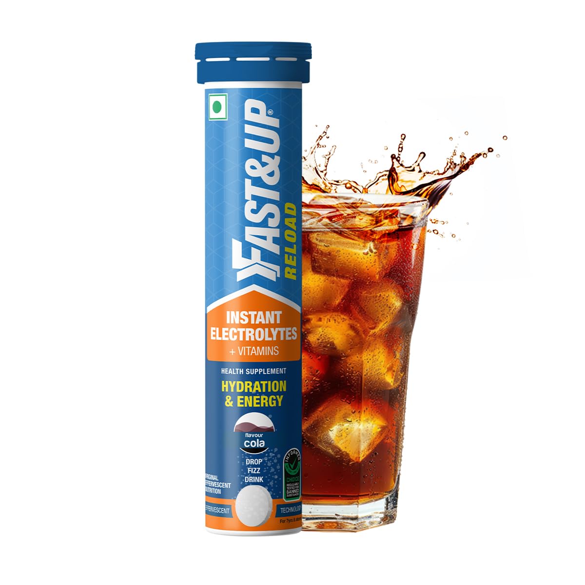 Fast&Up Reload (5 Litres) Low Sugar energy drink for Instant Hydration- 20 Effervescent Tablets with all 5 Essential Electrolytes + Added Vitamins -Certified Electrolytes Drink- Lime and Lemon flavour