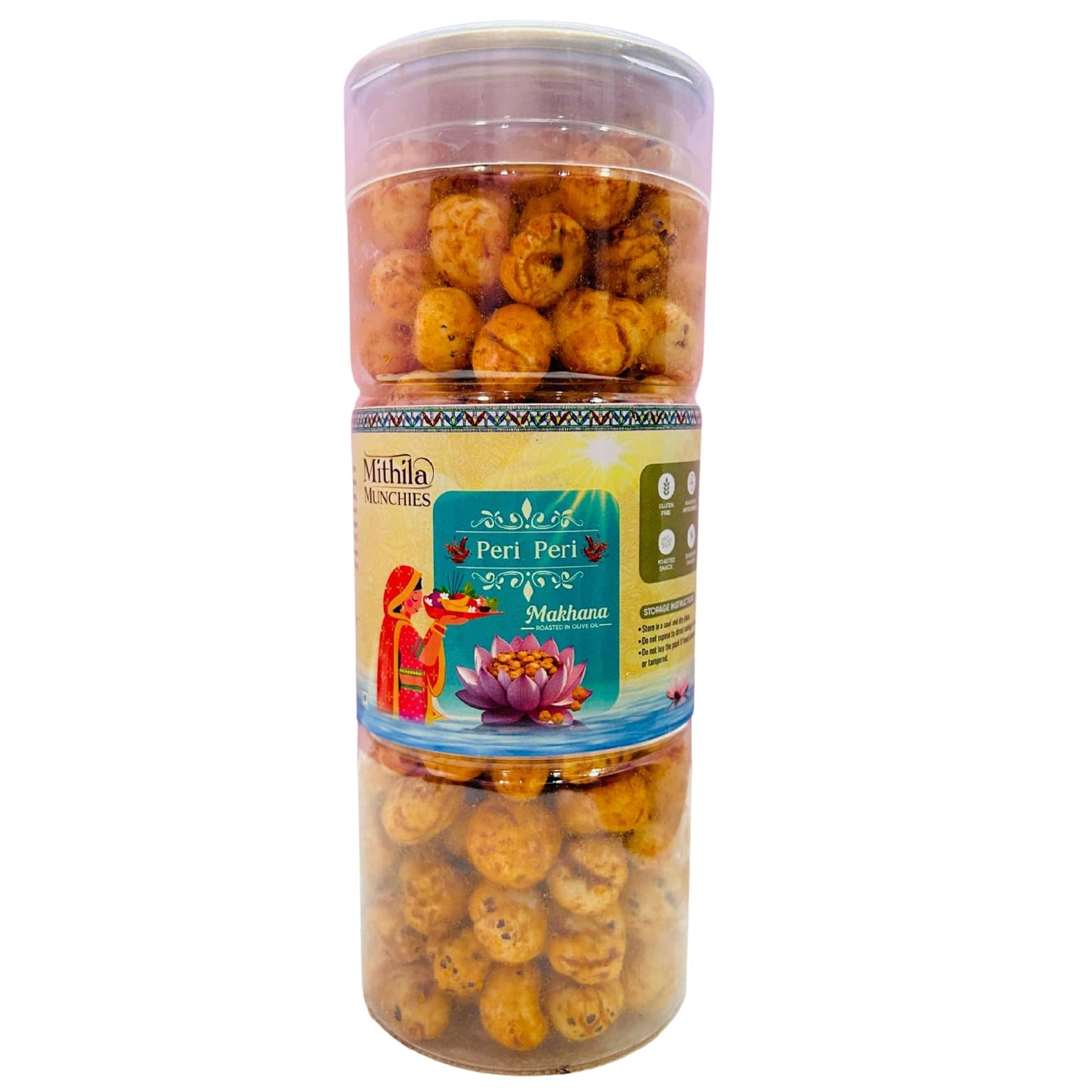 Mithila Munchies Indian Masala Roasted Makhana In Olive Oil | Foxnuts | Healthy Snacks | Gluten Free | MSG Free | Antioxidant | Rich Calcium | Zero Trans Fat | Zero cholesterol 90g