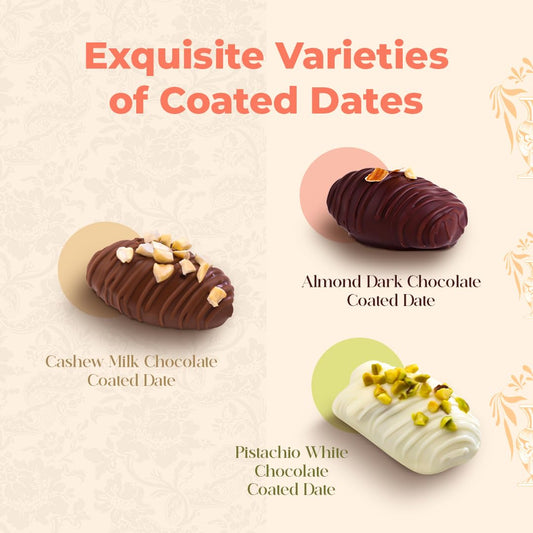 7 BAZAARI™ Premium Choco & Nut Dates - No Added Sugar, Gluten Free, Natural Ingredients - Assorted Almond Dark Chocolate, Cashew Milk Chocolate- 6pcs (Pack of 1)