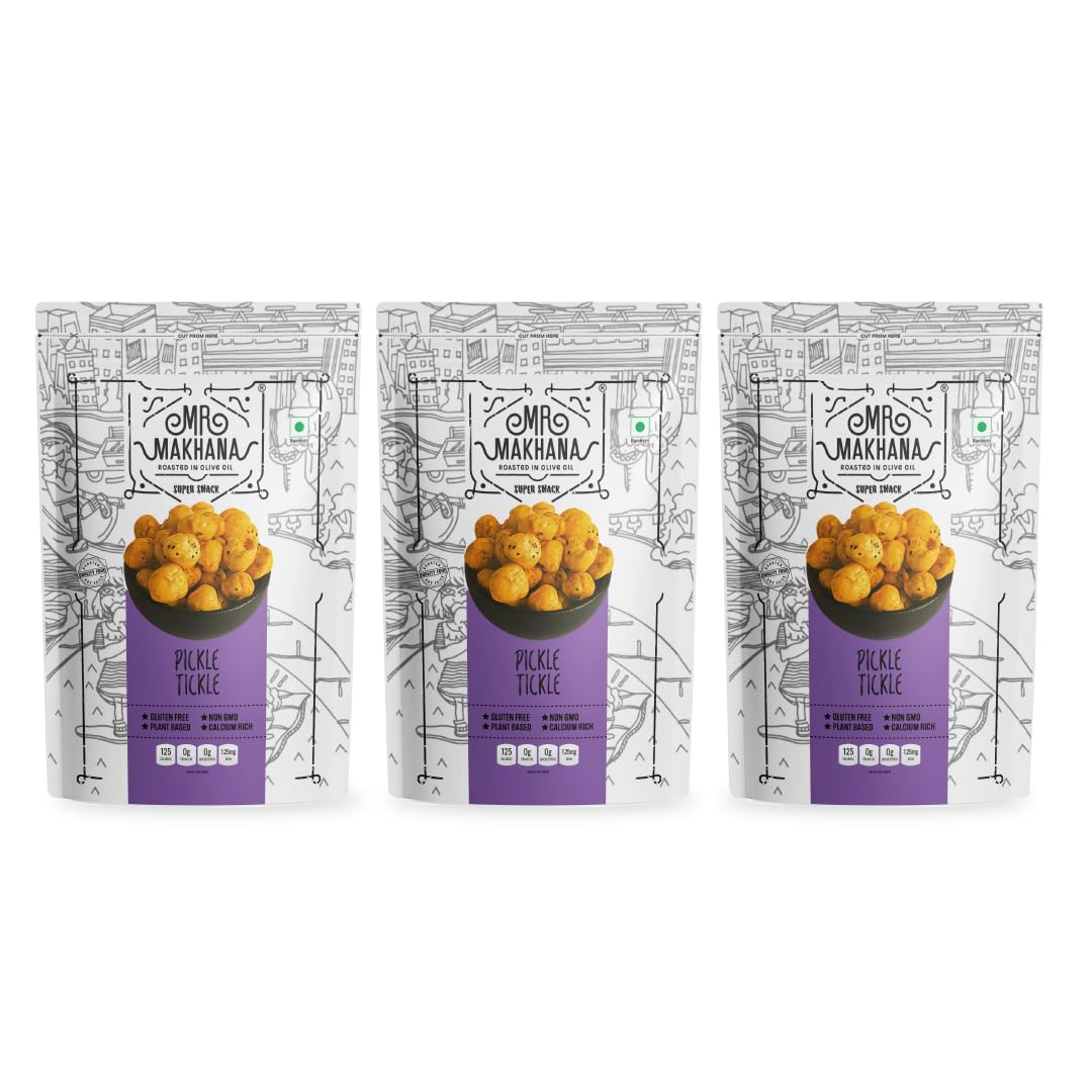 Mr. Makhana Roasted Makhana and Foxnuts | Healthy Snacks | Gluten Free | MSG Free | Antioxidant | Rich Calcium | Zero Trans Fat | Zero cholesterol (Butter Tomato 55gx3)