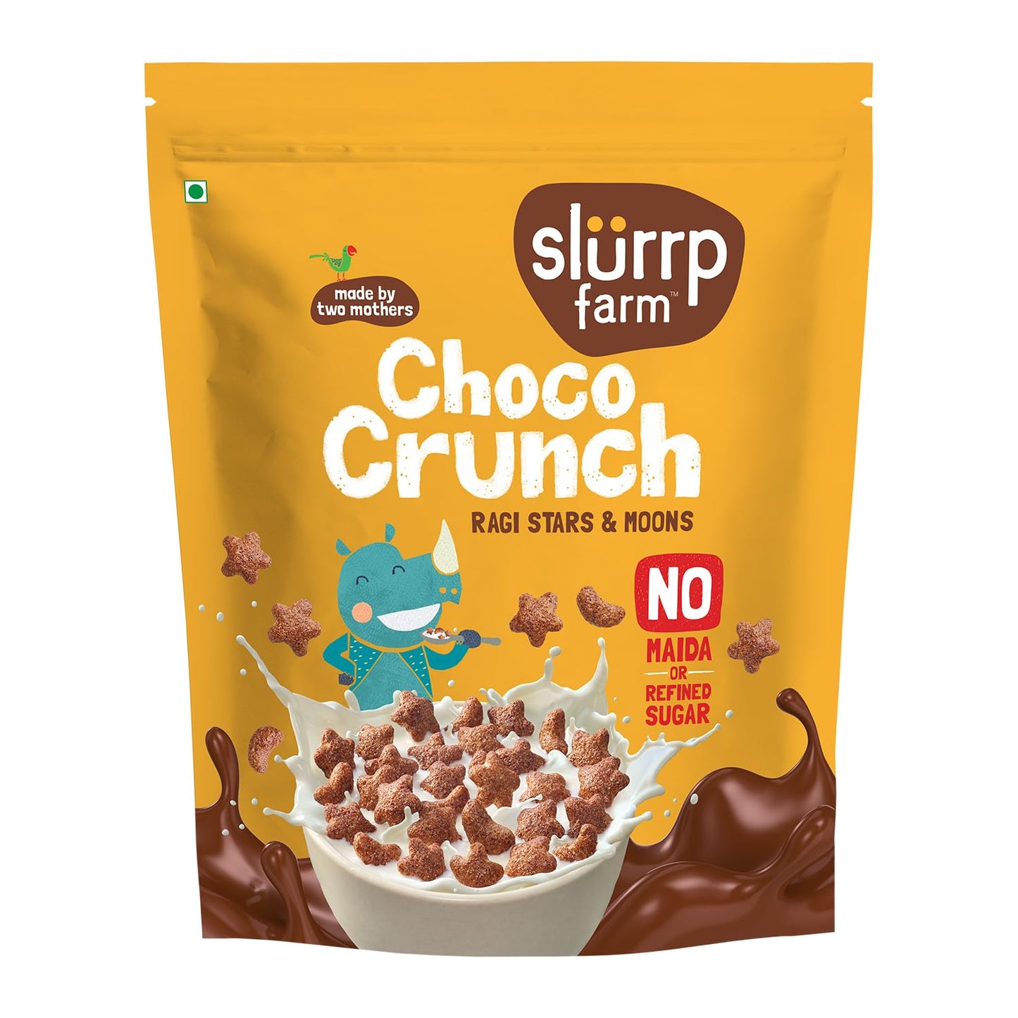 Slurrp Farm Choco Crunch Chocolate Cereal | No Maida, No Refined Sugar, No Added Colour | Ragi Stars and Moons | Healthy Breakfast for Kids | 400 g