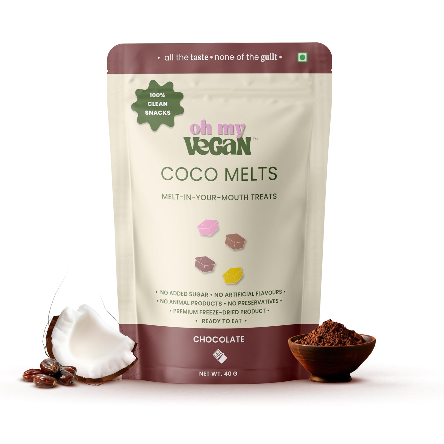 Oh My Vegan Mango Coco Melts - New Innovative Treats - Healthy Snacks for Adults And Kids - Gluten Free - Freeze Dried - Vegan Snacks - Freeze Dried Fruits - Gourmet Dessert Treat for Snacking & Gifting - 40g