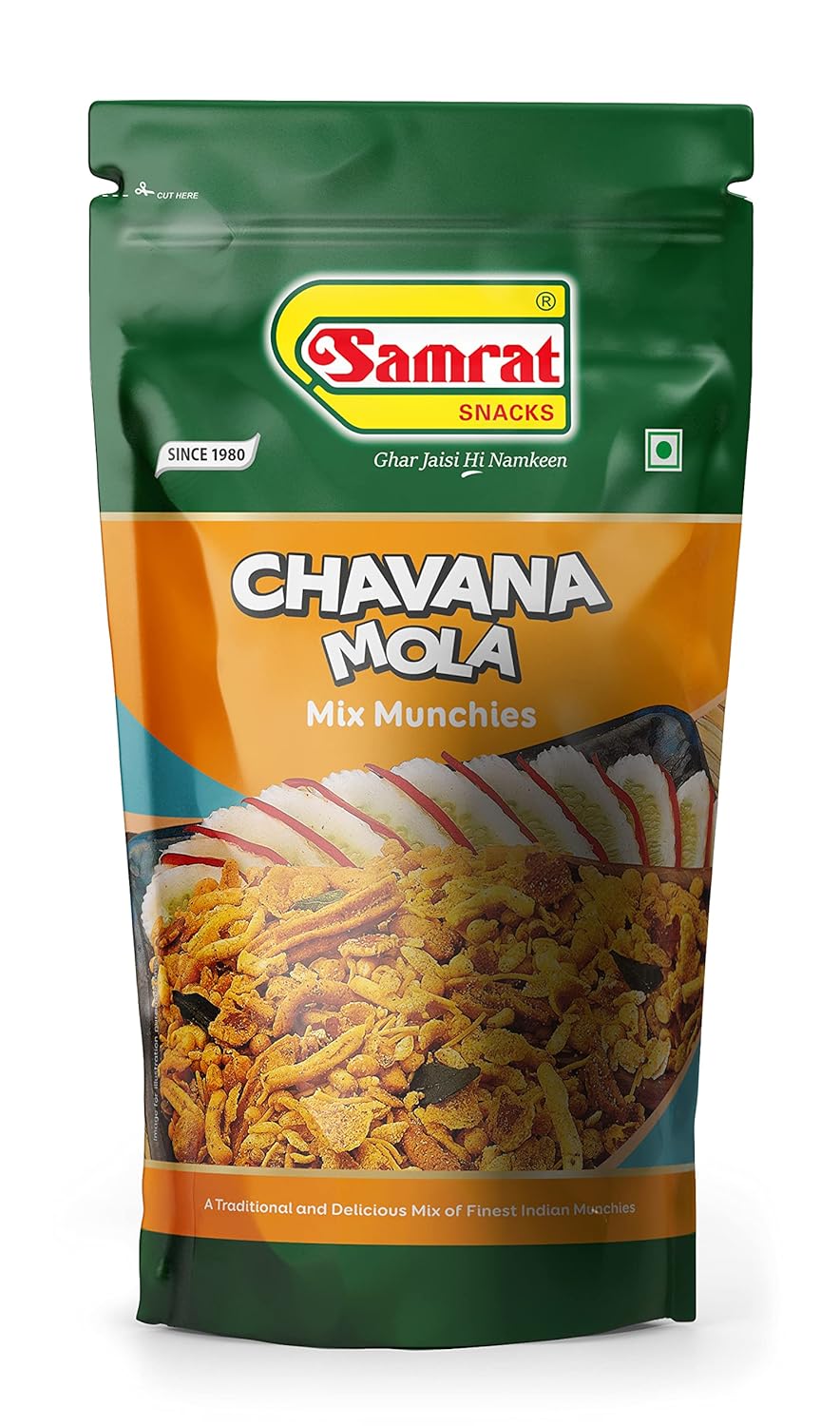 SAMRAT| CHAVANA MOLA Mix Munchies Mild Taste Namkeen|Ghar Jaisi Hi Namkeen|Healthy Snacks|Every Day Fresh Indian Snacks |Traditional Indian Snacks| (400G)