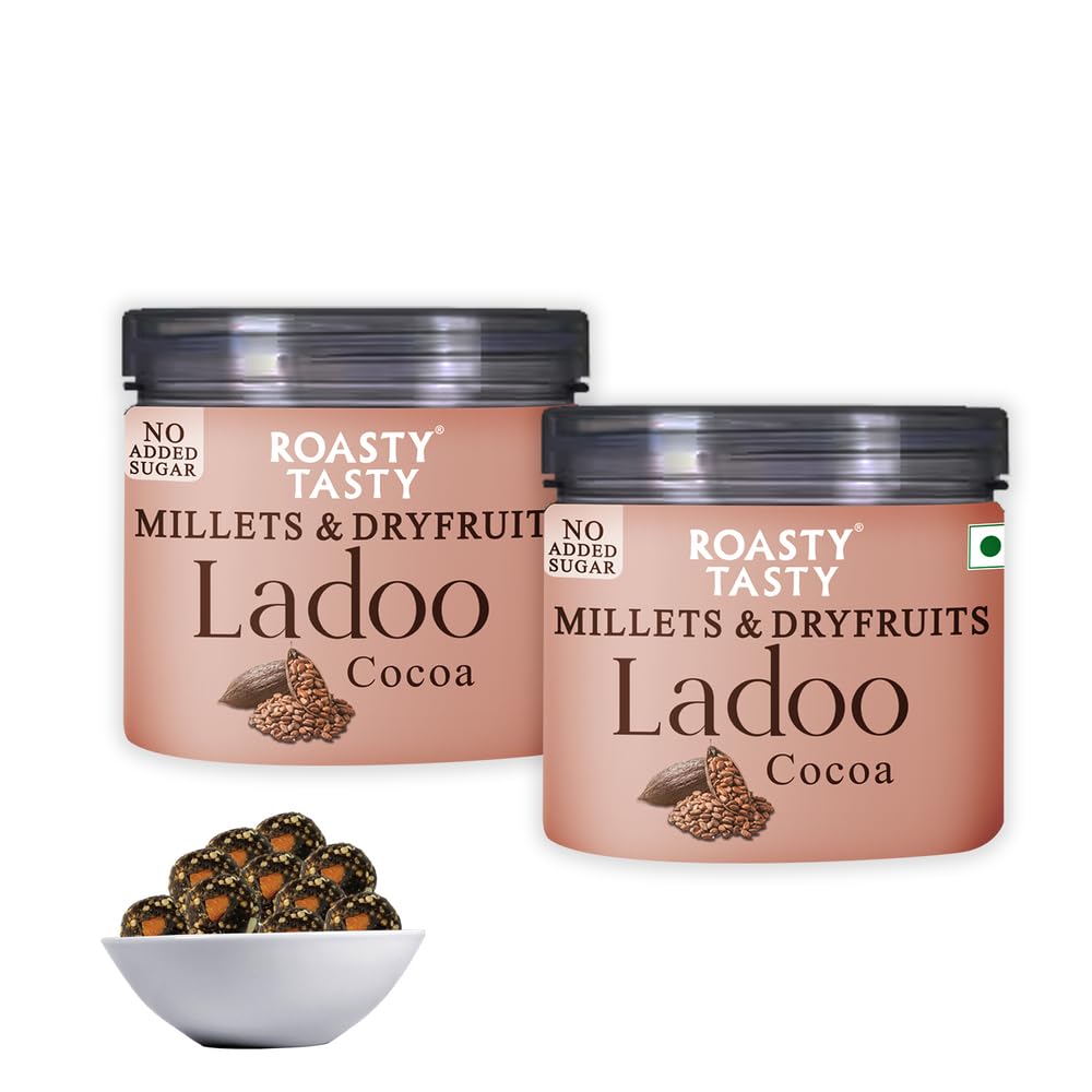 Roasty Tasty Cocoa - Millets & Dryfruits Ladoo | No Added Sugar | Energy Bar Replacement | No Artificial Flavor | Healthy Snacks | Rich in Proteins | Dry Fruits, Seeds & Nuts Mithai | Pack of 1-100g