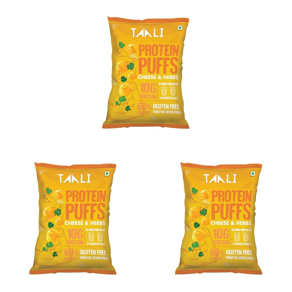 Taali Protein Puffs | 60 gm (Pack of 6) | Try All Flavors Pack | Healthy Roasted Tasty Snacks | 100% Veg., Gluten Free, No Cholesterol, No Trans-Fat
