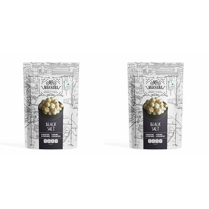 Mr. Makhana Roasted Makhana and Foxnuts | Healthy Snacks | Gluten Free | MSG Free | Antioxidant | Rich Calcium | Zero Trans Fat | Zero cholesterol (Black Salt) 55g