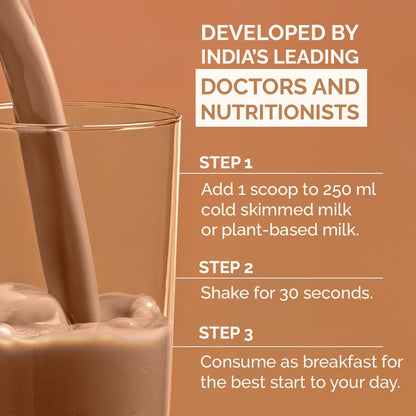 The Healthspan Co. | Meal Replacement Drink for men & women to manage weight & inch | Only 122 Calories | With Fiber & Probiotics | Plant Based Protein | 175gm (35gm X 5 Sachets) | Belgian Chocolate