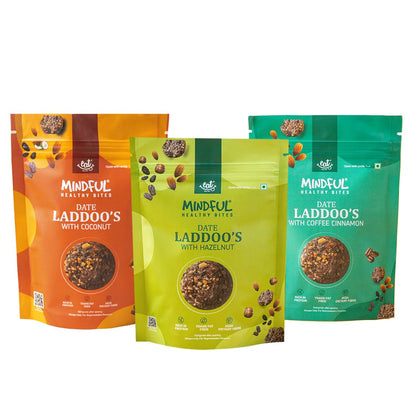 Eat Anytime Sugar Free Dates Laddoo's With Coconut Flavour - Super Saver Pack of 30 | Replacement of Energy & Protein Bars | Powerhouse of Protein & Fibre | Zero Trans Fat & Zero Cholesterol - 100gmx3
