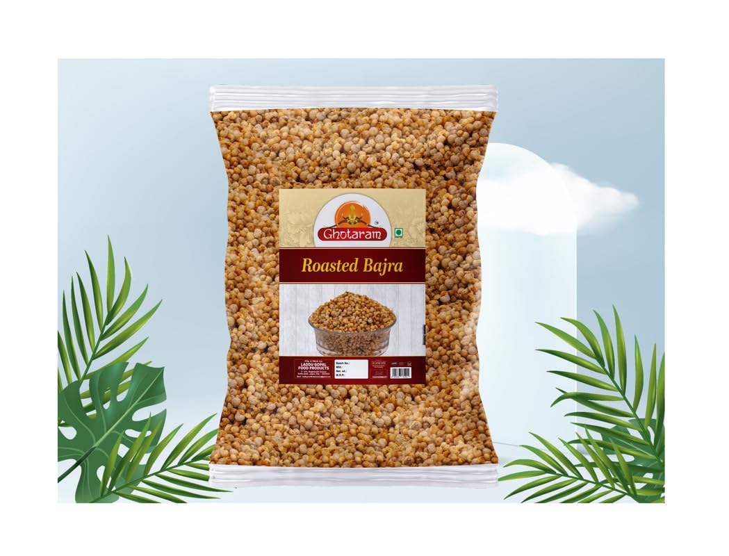 Ghotaram Roasted Bajra Mix Namkeen Snacks for foodie Indians | Roasted Healthy Munchies | Diet Namkeen & Snacks High in Protein Bajra Puff Masala Evening Tea Time Roasted Snack-350g*1Pack