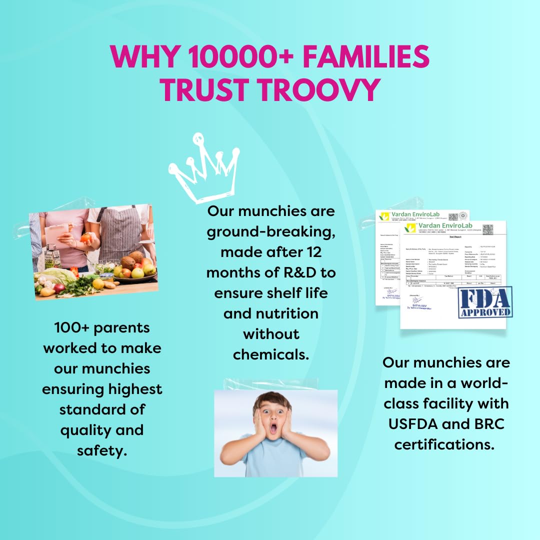 Troovy Healthy Ragi Chips | Tasty & High Protein Snacks | 30% Of Protein Needs | No Palm Oil, Cholesterol or Trans Fats | No Junk & Chemicals | Made with Ragi | Masala Flavoured | 3 packs X 70 grams