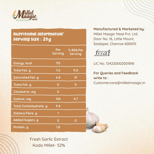 Millet Maagic Meal Garlic Murukku - 100 G (Pack of 2) | Crispy & Healthy Millet Chakli | Gluten-Free Snack | No Palm Oil | Made with Cold-Pressed Oil | South Indian Namkeen