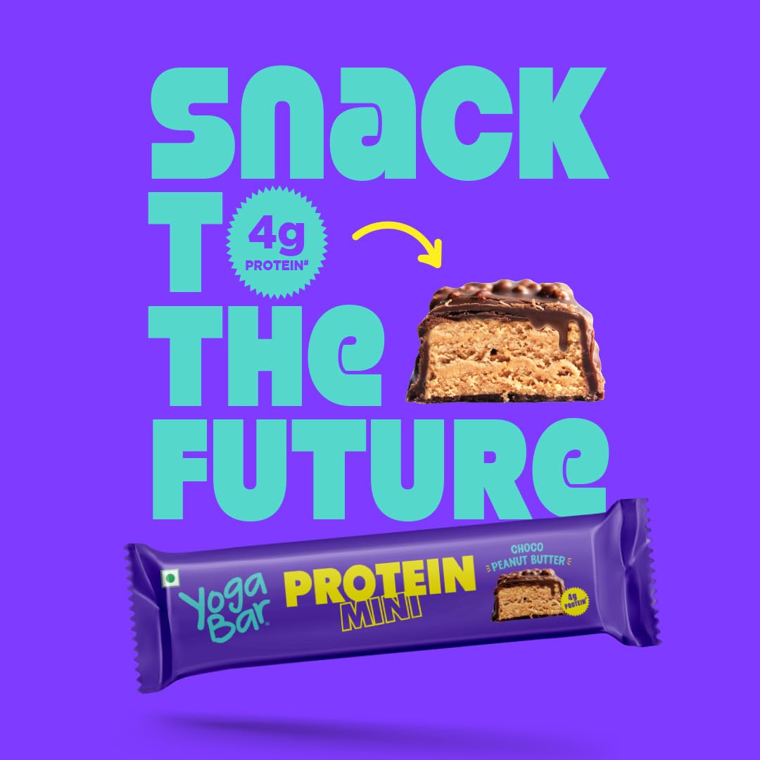 Yogabar Protein Minis, 4g Protein Bar (24 Bars, Choco Peanut Butter) | Dark Chocolate Bar with no Trans Fat | Healthy Snacks for Kids & Adults | Peanut filled Chocolate Box | Rich in Protein & Fiber