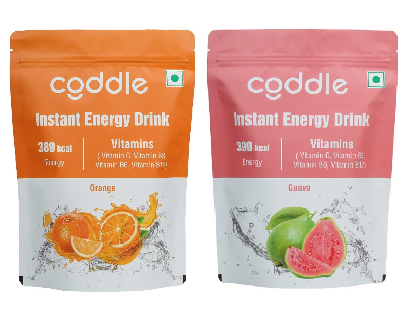 Coddle Instant Energy Drink | Orange & Pineapple Flavor Combo | 390 kcal Energy | Enriched with Vitamins (C, B3, B6, B12) | Refreshing & Hydrating | 2 Flavors Each Pack 900gm | 100% Vegetarian
