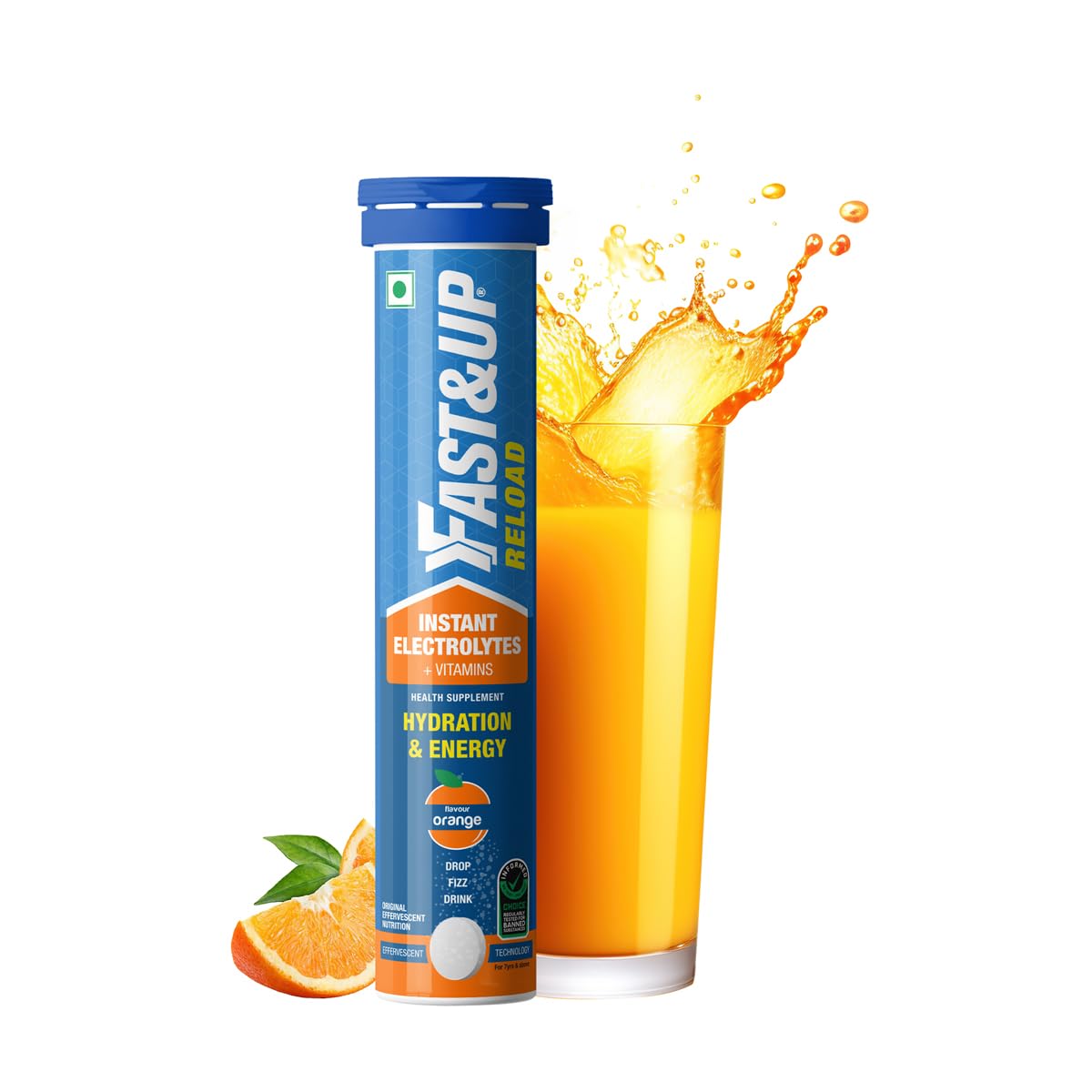 Fast&Up Reload (5 Litres) Low Sugar energy drink for Instant Hydration- 20 Effervescent Tablets with all 5 Essential Electrolytes + Added Vitamins -Certified Electrolytes Drink- Lime and Lemon flavour