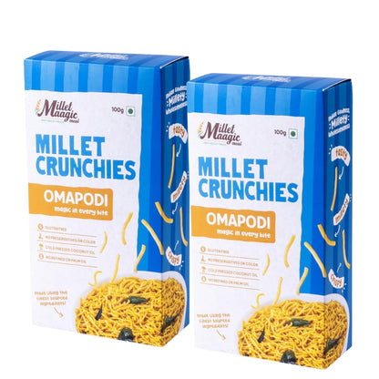 Millet Maagic Meal Garlic Murukku - 100 G (Pack of 2) | Crispy & Healthy Millet Chakli | Gluten-Free Snack | No Palm Oil | Made with Cold-Pressed Oil | South Indian Namkeen