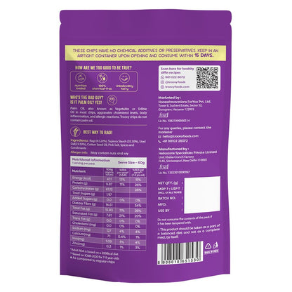 Troovy Healthy Ragi Chips | Tasty & High Protein Snacks | 30% Of Protein Needs | No Palm Oil, Cholesterol or Trans Fats | No Junk & Chemicals | Made with Ragi | Masala Flavoured | 3 packs X 70 grams