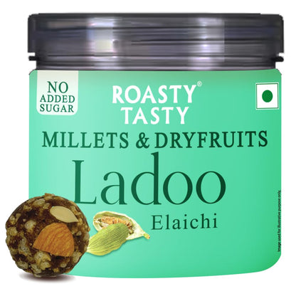 Roasty Tasty Cocoa - Millets & Dryfruits Ladoo | No Added Sugar | Energy Bar Replacement | No Artificial Flavor | Healthy Snacks | Rich in Proteins | Dry Fruits, Seeds & Nuts Mithai | Pack of 1-100g