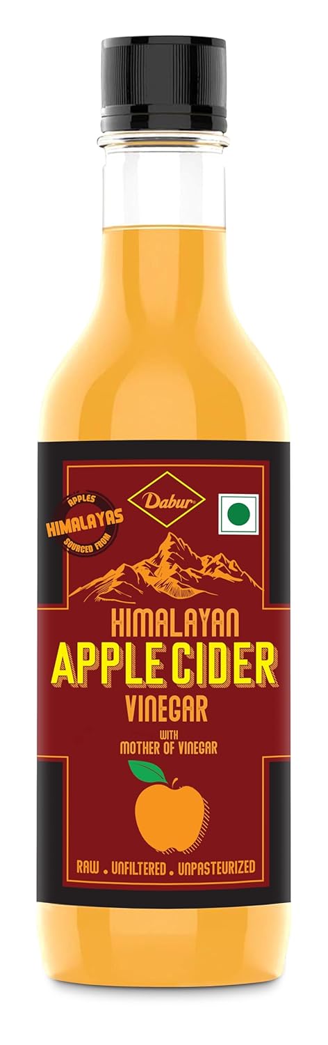 Dabur Himalayan Apple Cider Vinegar - 500ml | Oraganic Sourced Hanpicked Apples | Mother of Vinegar | For Weight Management, Reduced Bloating, Healthy Skin & Hair | Raw, Unfiltered & Unpasteurized
