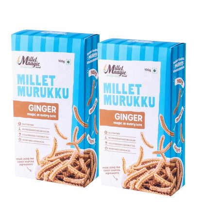 Millet Maagic Meal Garlic Murukku - 100 G (Pack of 2) | Crispy & Healthy Millet Chakli | Gluten-Free Snack | No Palm Oil | Made with Cold-Pressed Oil | South Indian Namkeen