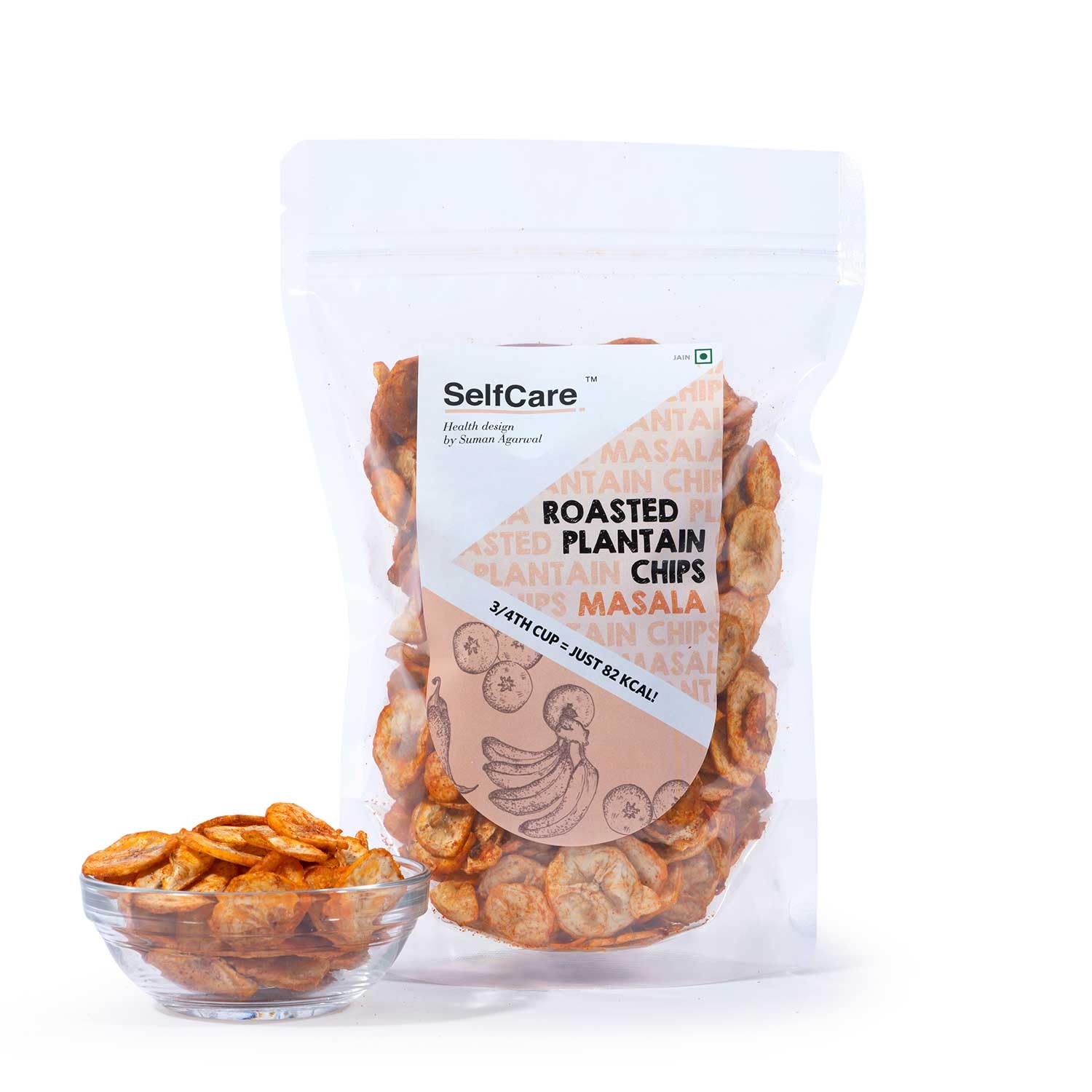 SelfCare By Suman Agarwal Roasted Plantain Chips Pack of 1 125 grams | Healthy - Gluten Free | Savoury - Snacks - Namkeen - Grocery | Mid Day - Workout - Tea time Snacking | Jain & Travel Friendly