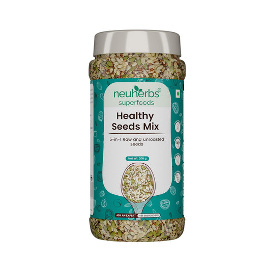 Neuherbs Healthy seeds mix for weight management, Pumpkin, Sunflower, Watermelon, Flax & Chia Seeds | Improved digestion, Muscle building, healthy heart with Omega-3 & protein support- 200 g Trail mix seeds
