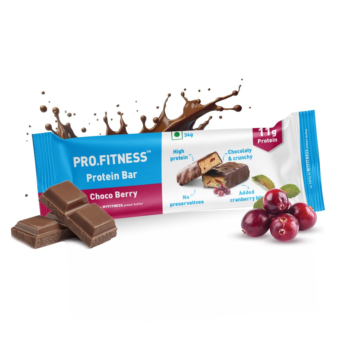 PRO.FITNESS Choco Berry Protein Bars | 11g Protein | No Added Sugar, No Preservatives, No Trans Fat | Healthy & Tasty Protein Bars | Pre-Post Workout Snack | Protein Chocolate Bars (34g x Pack of 6)