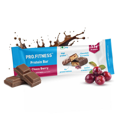 PRO.FITNESS Choco Berry Protein Bars | 11g Protein | No Added Sugar, No Preservatives, No Trans Fat | Healthy & Tasty Protein Bars | Pre-Post Workout Snack | Protein Chocolate Bars (34g x Pack of 6)
