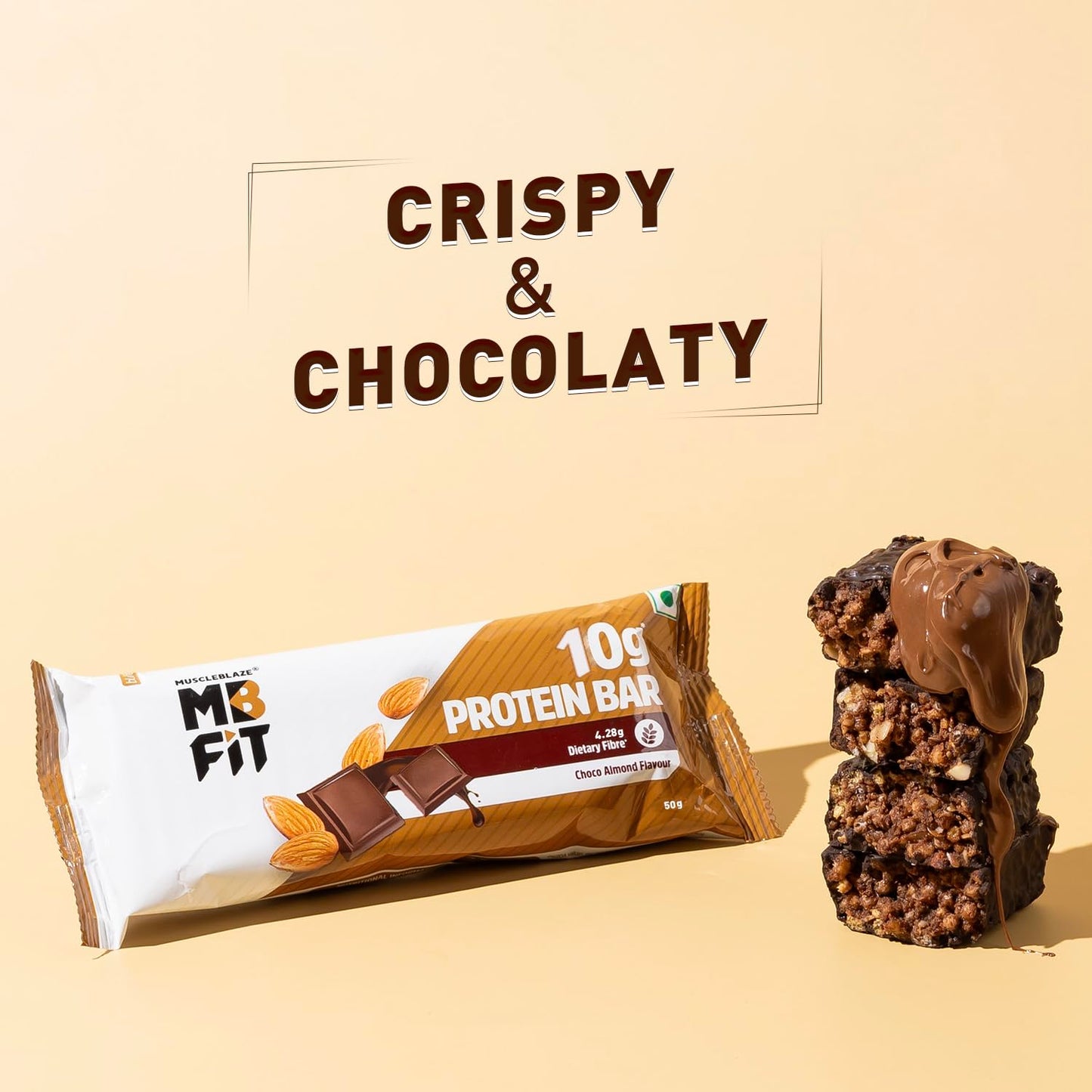 MuscleBlaze 10g Protein Bar (Choco Almond, Pack of 6) | Protein Blend, Healthy Protein Snacks, For Energy & Fitness