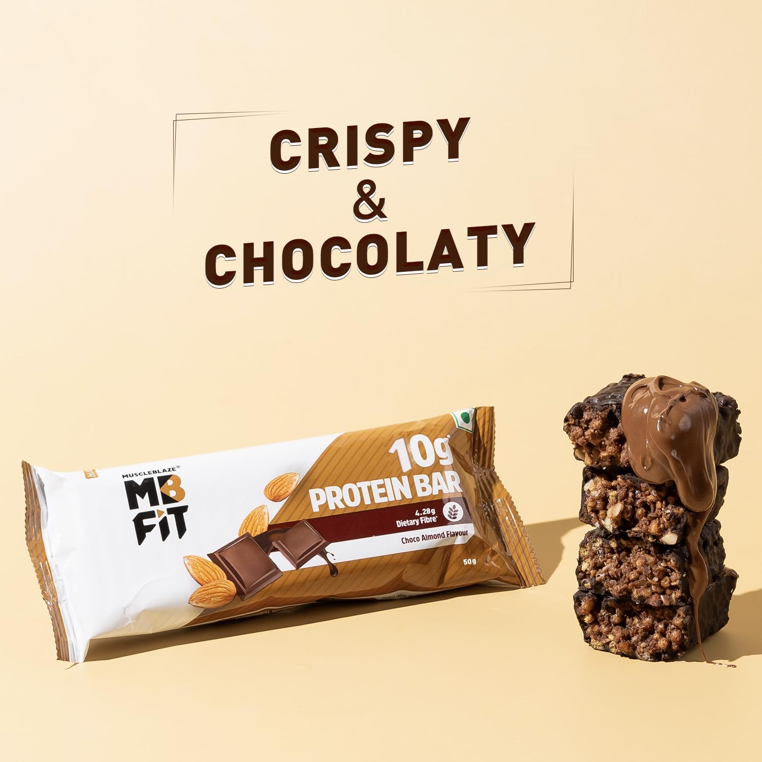 MuscleBlaze 10g Protein Bar (Choco Almond, Pack of 6) | Protein Blend, Healthy Protein Snacks, For Energy & Fitness