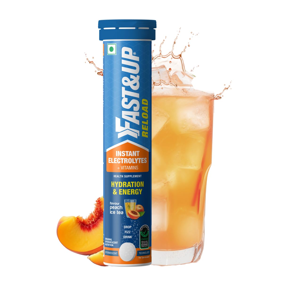 Fast&Up Reload (5 Litres) Low Sugar energy drink for Instant Hydration- 20 Effervescent Tablets with all 5 Essential Electrolytes + Added Vitamins -Certified Electrolytes Drink- Lime and Lemon flavour