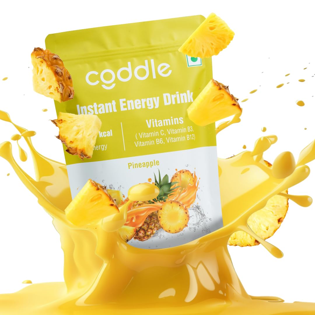 Coddle Instant Energy Drink | Orange & Pineapple Flavor Combo | 390 kcal Energy | Enriched with Vitamins (C, B3, B6, B12) | Refreshing & Hydrating | 2 Flavors Each Pack 900gm | 100% Vegetarian