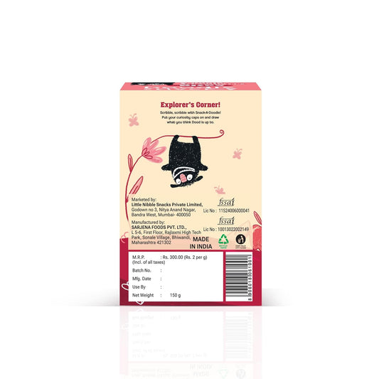 Snack-a-Doodle Strawberry Apple Bites | Nutritious Healthy Snacks for Kids | No Added Sugar | Sweetened with Fruits | Vegan & Gluten-Free | Perfect for Tiffin, Evening Snacks & Travel | 150g