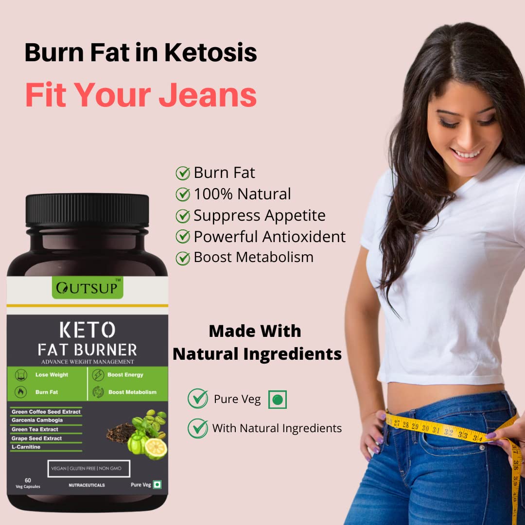 Outsup Keto Fat Burner 60 Caps 1000MG, Weight Loss Supplement for Women & Men With Garcinia Cambogia, Green Coffee Beans,Green Tea Extract & L-Carnitine | Metabolism Booster, Fat Burner - Pack of 1