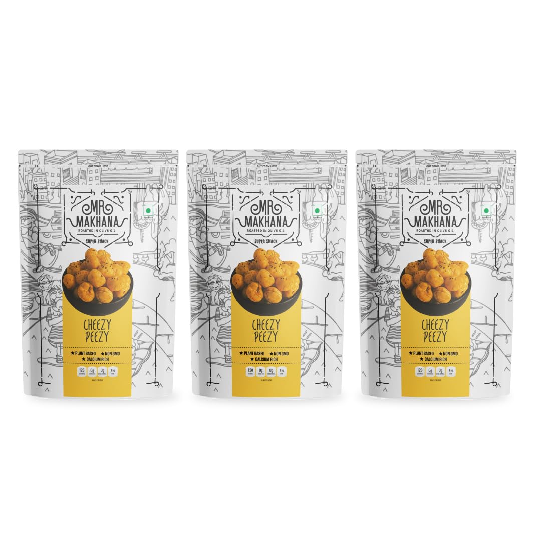 Mr. Makhana Roasted Makhana and Foxnuts | Healthy Snacks | Gluten Free | MSG Free | Antioxidant | Rich Calcium | Zero Trans Fat | Zero cholesterol (Butter Tomato 55gx3)
