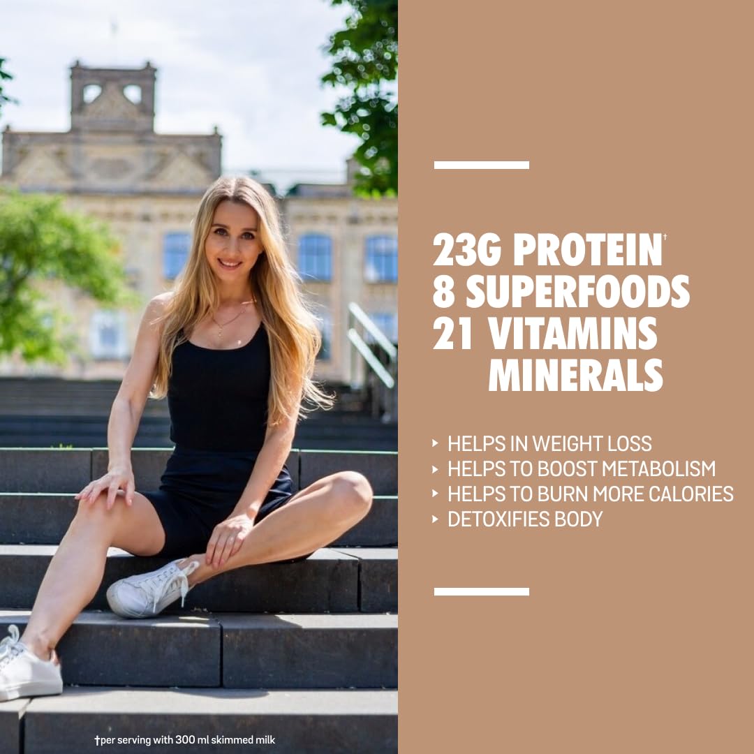 Sparkfusion True Slim Protein Powder Meal Replacement Shake | For Weight Control And Management | 23 gm Protein With 8 Ayurvedic Superfood | Sugar Free | For Men and Women (Chocolate Smoothie, 500 gm)