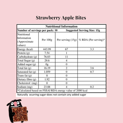 Snack-a-Doodle Strawberry Apple Bites | Nutritious Healthy Snacks for Kids | No Added Sugar | Sweetened with Fruits | Vegan & Gluten-Free | Perfect for Tiffin, Evening Snacks & Travel | 150g
