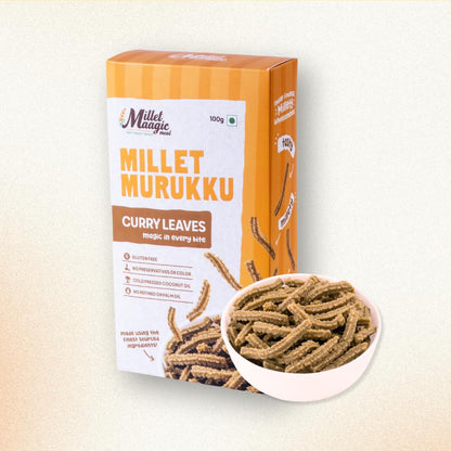 Millet Maagic Meal Garlic Murukku - 100 G (Pack of 2) | Crispy & Healthy Millet Chakli | Gluten-Free Snack | No Palm Oil | Made with Cold-Pressed Oil | South Indian Namkeen