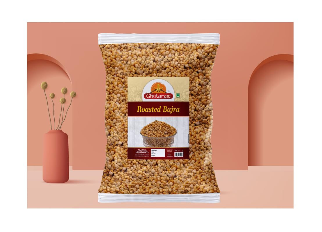 Ghotaram Roasted Bajra Mix Namkeen Snacks for foodie Indians | Roasted Healthy Munchies | Diet Namkeen & Snacks High in Protein Bajra Puff Masala Evening Tea Time Roasted Snack-350g*1Pack