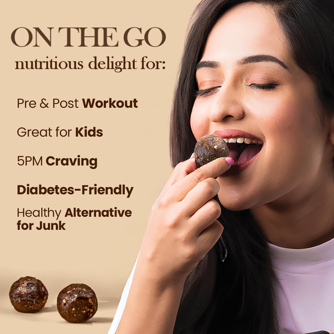 Eat Anytime Sugar Free Dates Laddoo's With Coconut Flavour - Super Saver Pack of 30 | Replacement of Energy & Protein Bars | Powerhouse of Protein & Fibre | Zero Trans Fat & Zero Cholesterol - 100gmx3