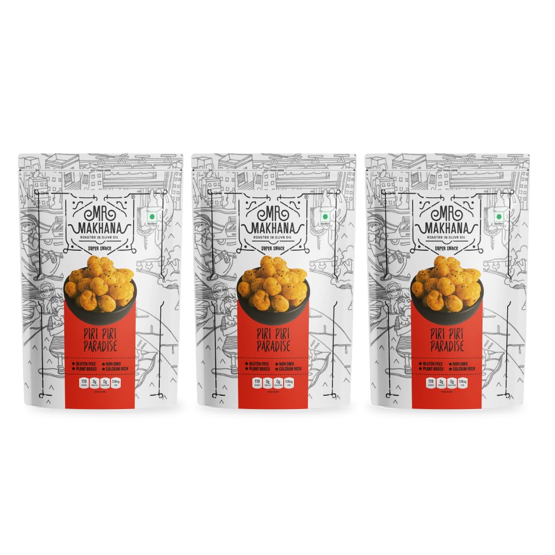 Mr. Makhana Roasted Makhana and Foxnuts | Healthy Snacks | Gluten Free | MSG Free | Antioxidant | Rich Calcium | Zero Trans Fat | Zero cholesterol (Butter Tomato 55gx3)