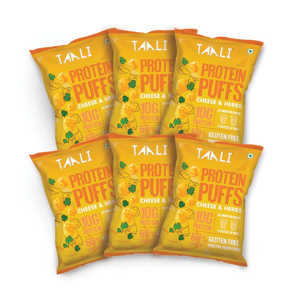 Taali Protein Puffs | 60 gm (Pack of 6) | Try All Flavors Pack | Healthy Roasted Tasty Snacks | 100% Veg., Gluten Free, No Cholesterol, No Trans-Fat