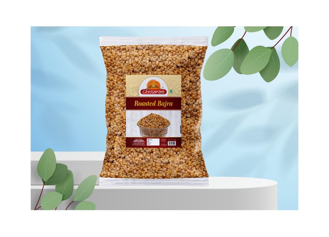 Ghotaram Roasted Bajra Mix Namkeen Snacks for foodie Indians | Roasted Healthy Munchies | Diet Namkeen & Snacks High in Protein Bajra Puff Masala Evening Tea Time Roasted Snack-350g*1Pack