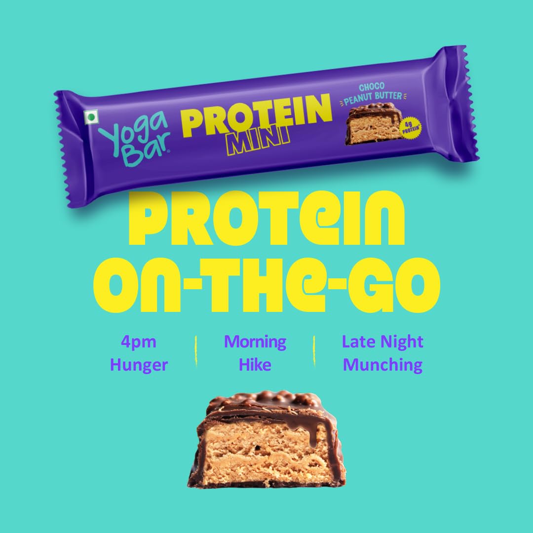 Yogabar Protein Minis, 4g Protein Bar (24 Bars, Choco Peanut Butter) | Dark Chocolate Bar with no Trans Fat | Healthy Snacks for Kids & Adults | Peanut filled Chocolate Box | Rich in Protein & Fiber