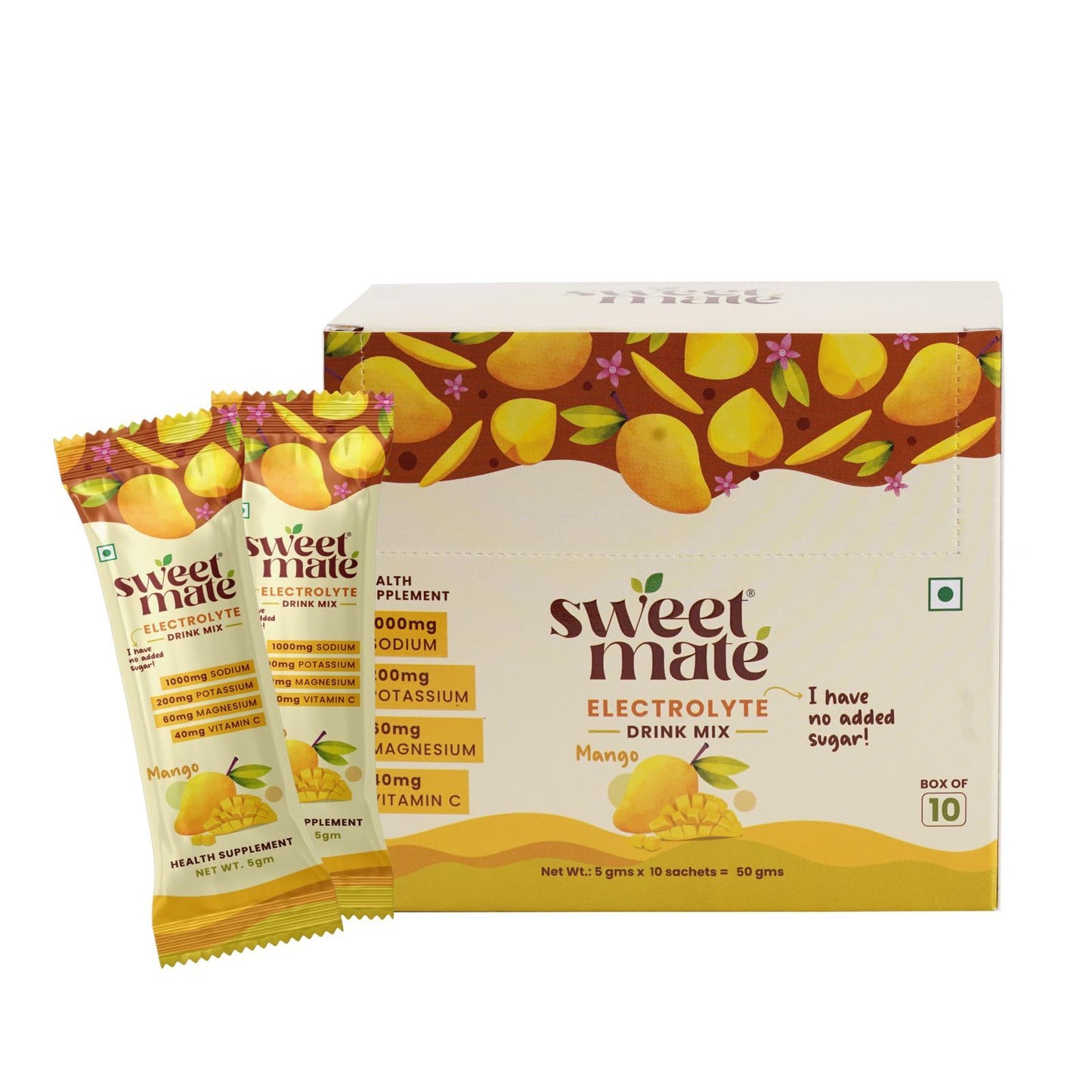 Sweetmate Sugar-Free Assorted Electrolyte Drink Mix Sweetened With Stevia -5g (30 Sachet) No Preservatives and Chemicals |Offers 10x more Electrolyte | Keto Friendly, Vegan