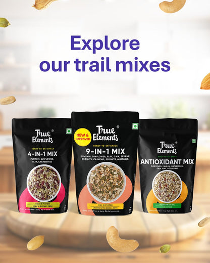 True Elements 7 in 1 Seeds Mix 250g - Edible Seeds | Healthy Seeds | Diet Snacks | 100% Natural and Roasted Seeds - Pumpkin, Watermelon, Sunflower, Flax, Chia, Sesame & Soynuts